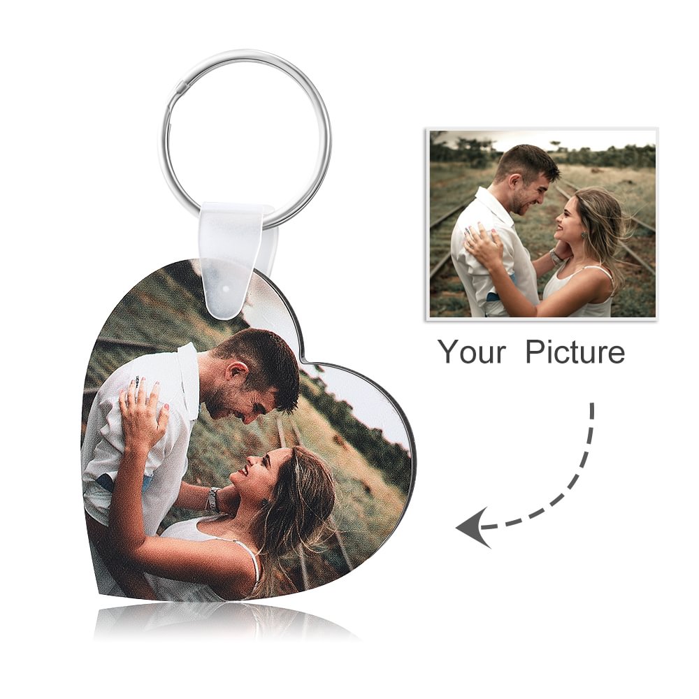 Custom Picture Keychain Board Heart Shape Memorial Gift, Personalized Necklace with Picture