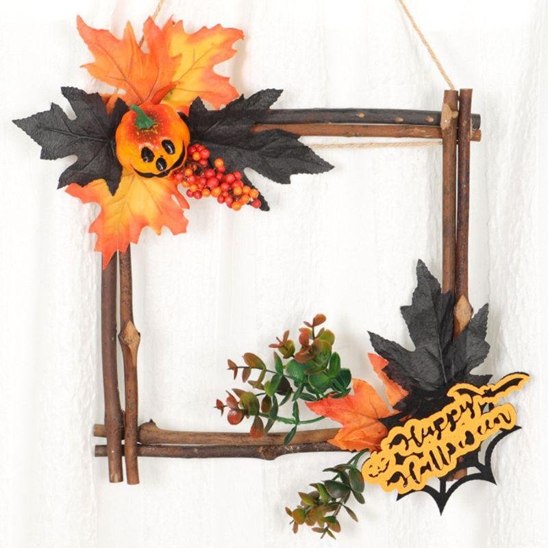 Wooden Halloween Decoration Star Hanging Ornament Wreath、、sdecorshop