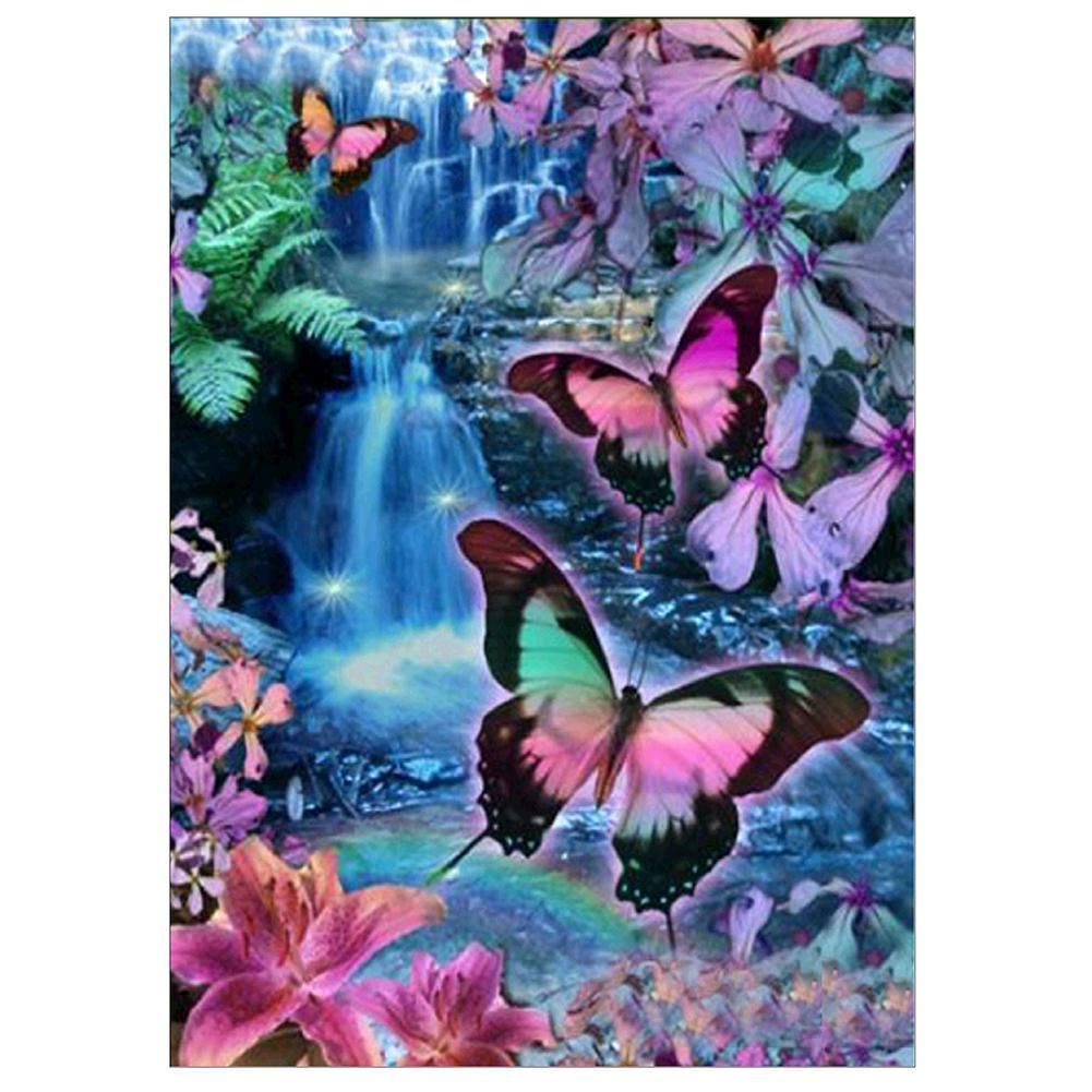 Full Round Diamond Painting Colorful Butterfly (40*30cm)