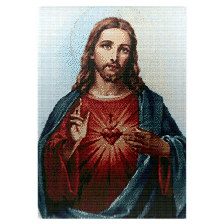 (Counted/Stamped)Sacred Heart Of Jesus - Cross Stitch  34*47CM