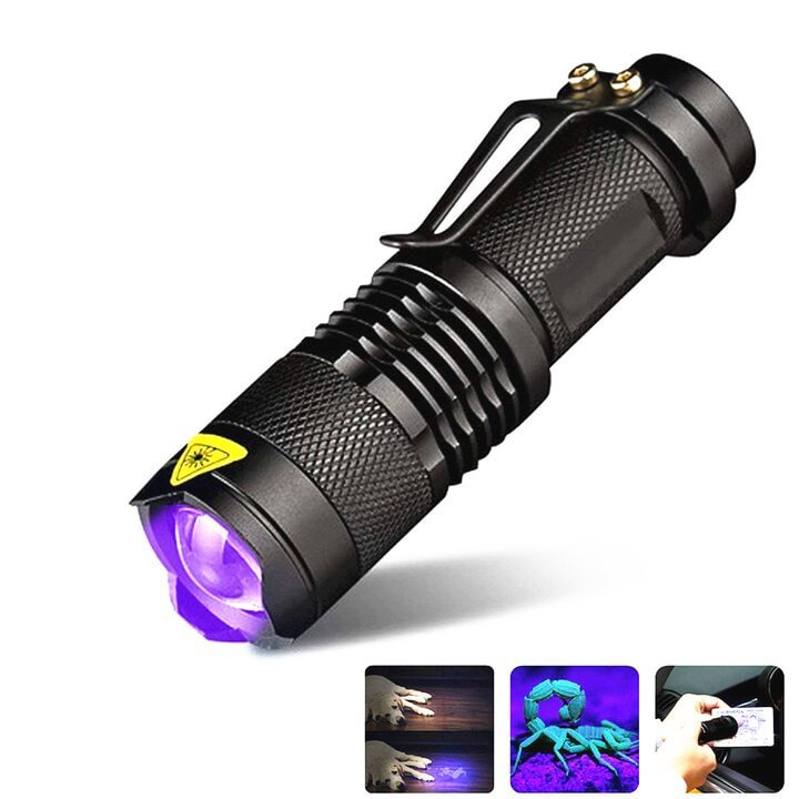 LED UV Flashlight, Mini UV Black Light For Pet Urine Stains, Detector,  Scorpion, Hunting、、sdecorshop