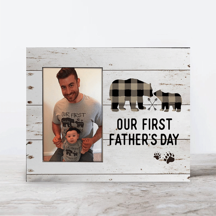 First Father's Day - Wood Picture Frame - Great Gift for Father's