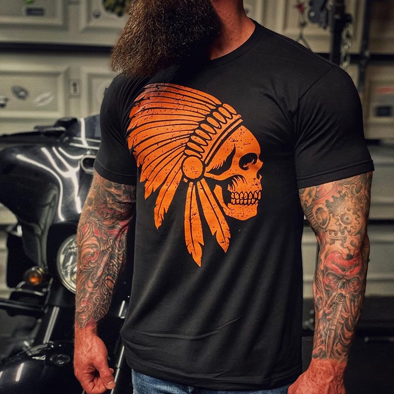 Tribal skull print short sleeve t-shirt - Krazyskull
