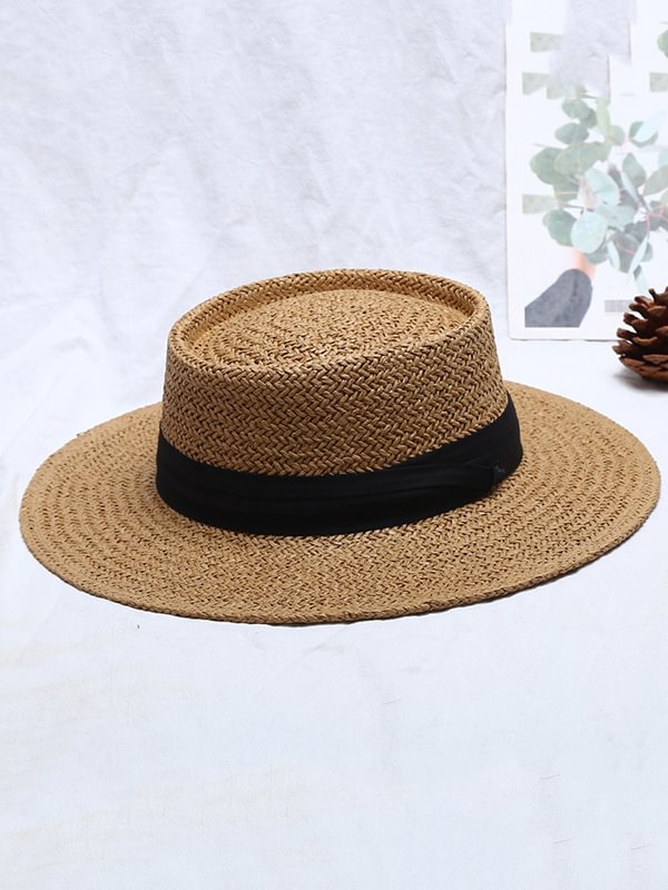 Leisure Sun-Protection Flat Straw Hat