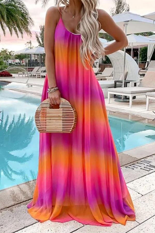 Womens Bohemia Tie Dye Beach Dress-Allyzone-Allyzone