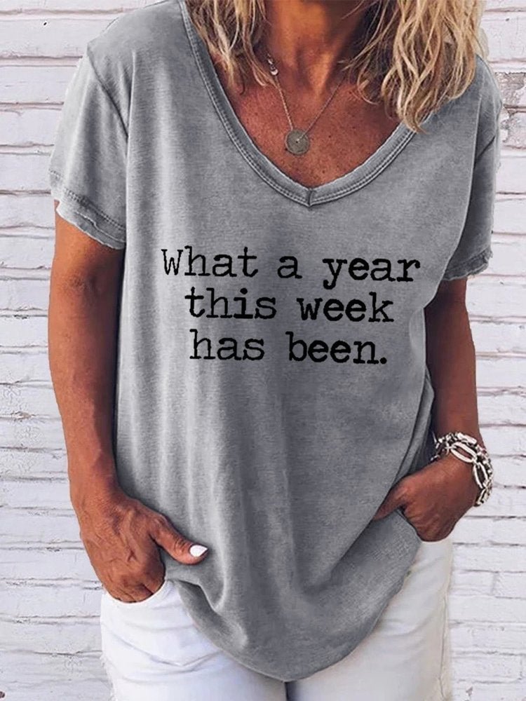 What A Year Short Sleeve Casual Women Tee