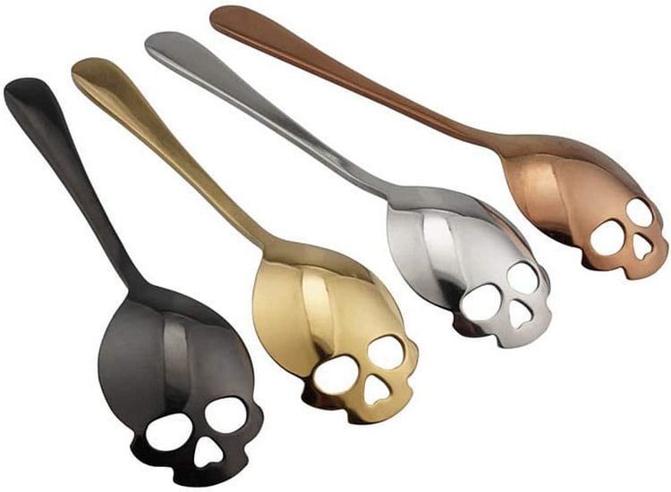 Unique Coffee Stirring Skull Spoons Halloween Gifts, Set of 4