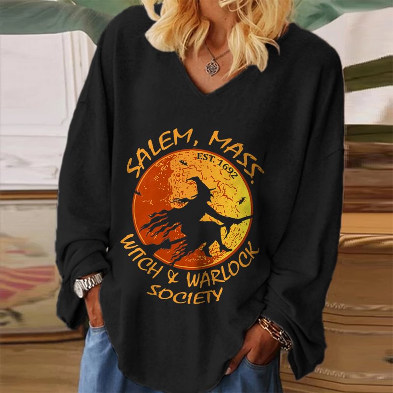 Witch Warlock Society Printed Long Sleeve T-shirt