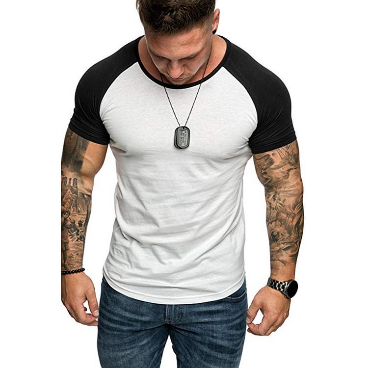 BrosWear Contrast Color Raglan Short Sleeve T-shirt white