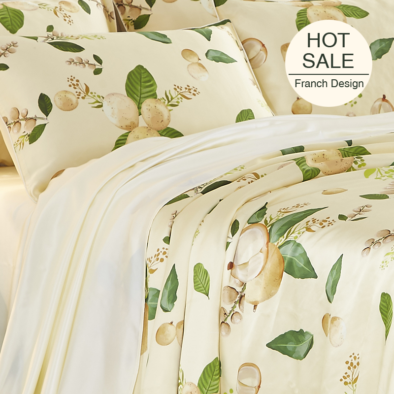 Fruitage Printed Silk Duvet Cover Set Bedding Set| 4pcs-RealSilkLife