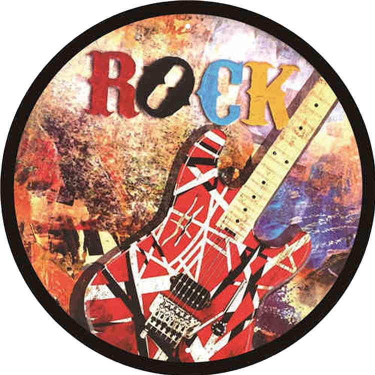 Rock Guitar - Round Vintage Tin Signs/Wooden Signs - 30x30cm