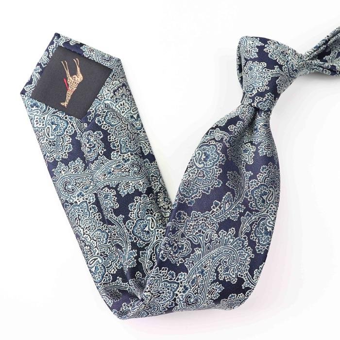 Cravate en soie bleu marine à motif branches-Soie Plus