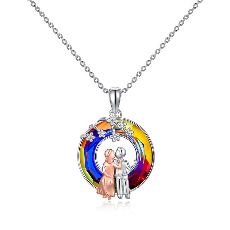 For Love - S925 I Want all of My Lasts to be with You Crystal Couple Kissing Necklace