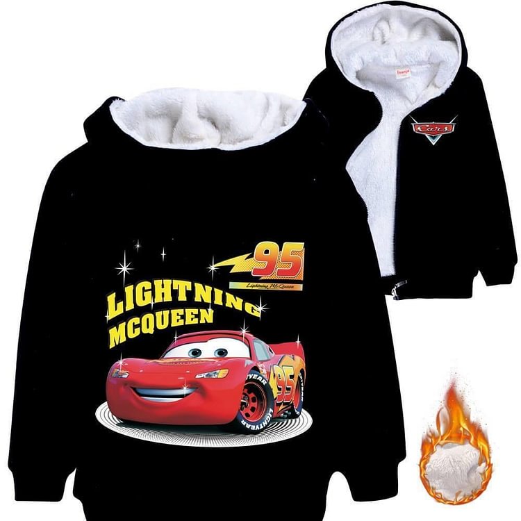 Mayoulove Boys Girls Cars 95 Lightning Mcqueen Print Fleece Lined Cotton Hoodie-Mayoulove