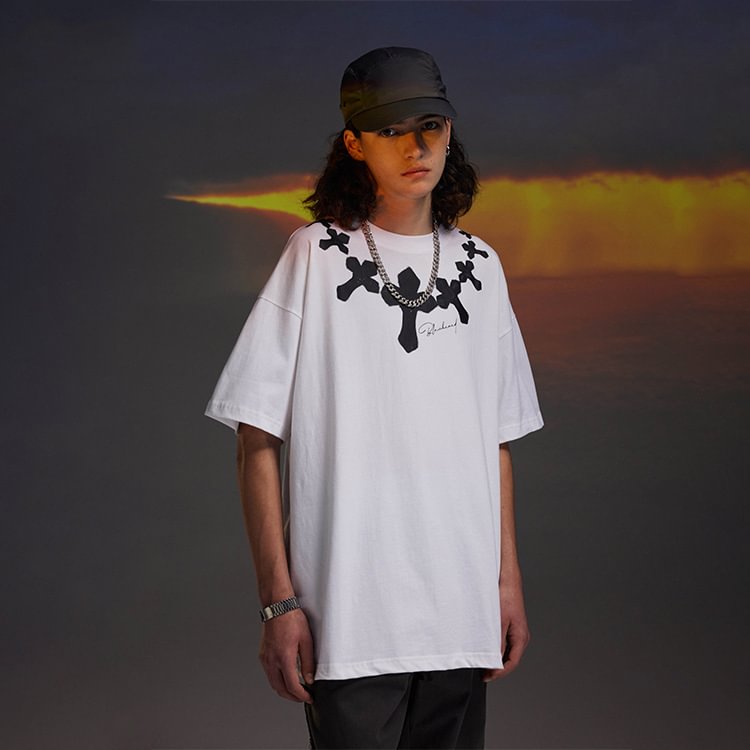 Necklace Print Street Loose T-Shirt / Techwear Club / Techwear