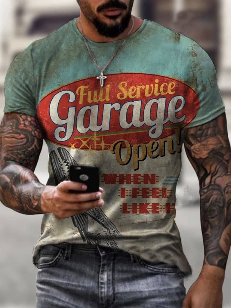 Mens Retro Garage Printed Casual T-shirt / [viawink] /