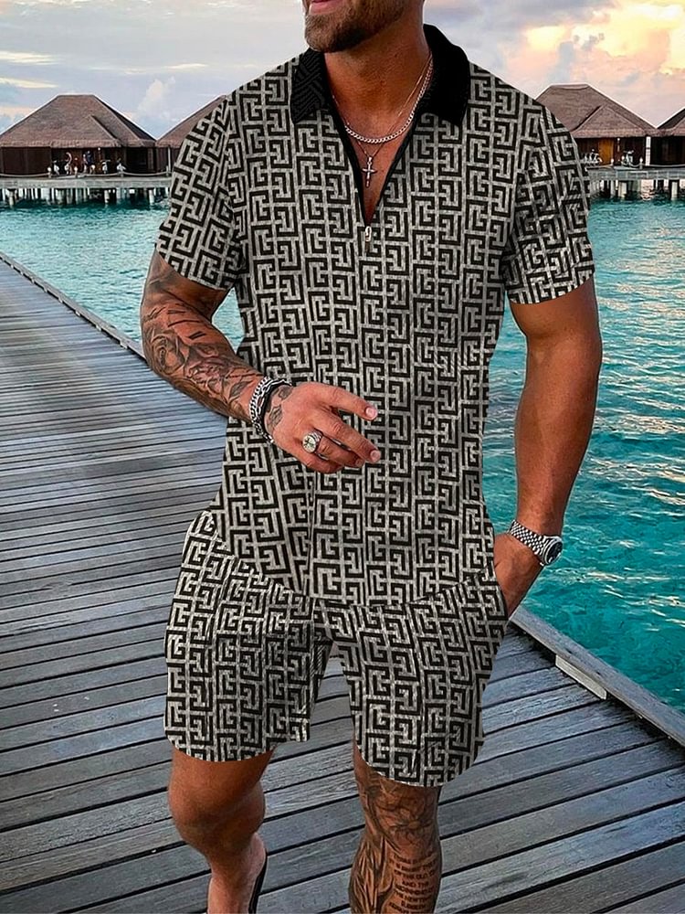 Men's Printed Polo Suit