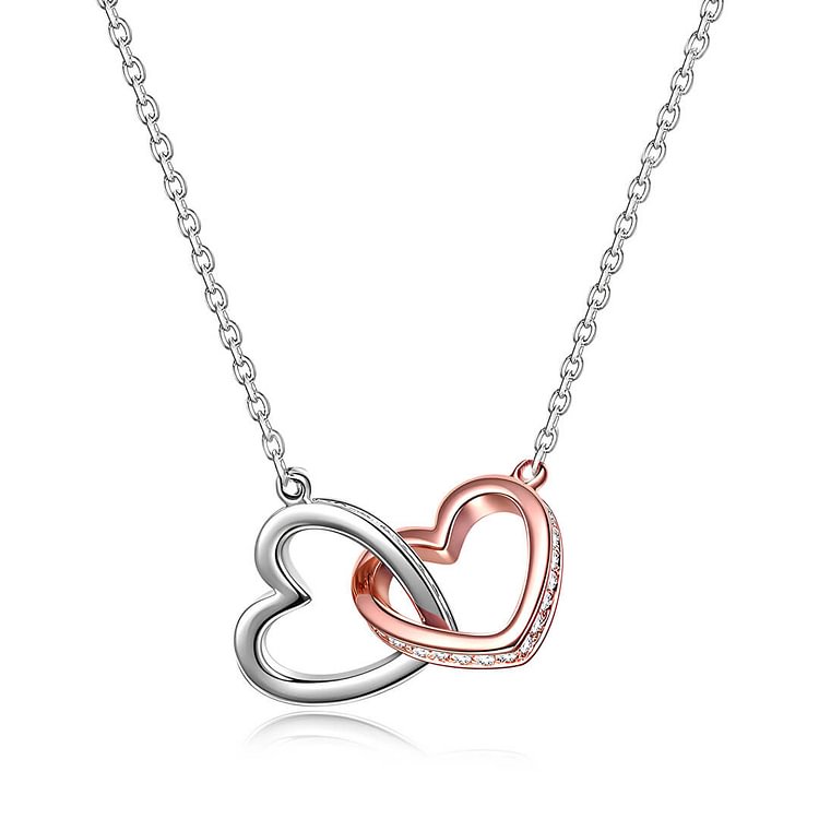 Mother and Daughter Linked Hearts Necklace