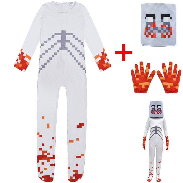 Mayoulove Marshmello DJ Party Cosplay Costume with Mask Boys Girls Bodysuit Halloween Fancy Jumpsuits-Mayoulove