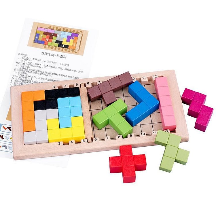 Wooden Tetris - Colorful Early Education Toys Puzzle Game-Mayoulove