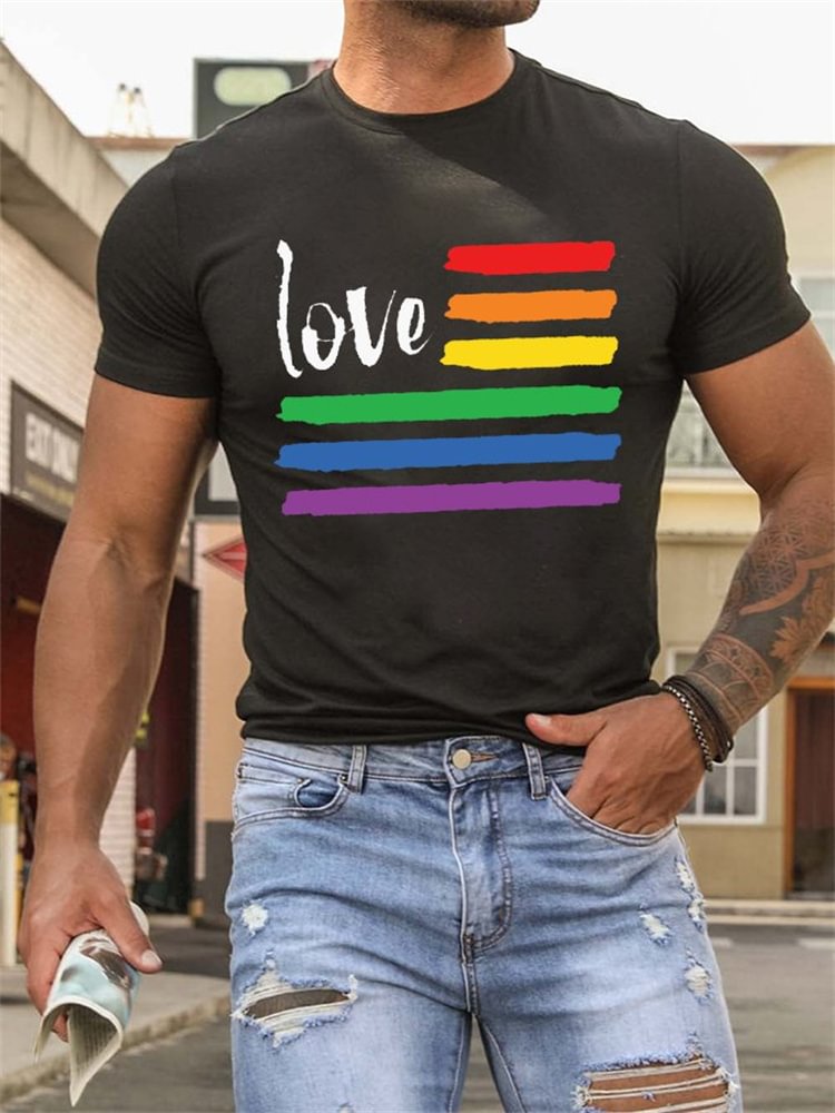 Tiboyz Rainbow Love Crew Neck Short Sleeve T Shirt