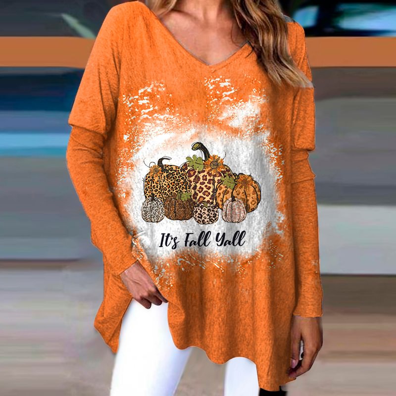 It's Fall Yall Printed Pumpkin Long Sleeve Women's T-shirt