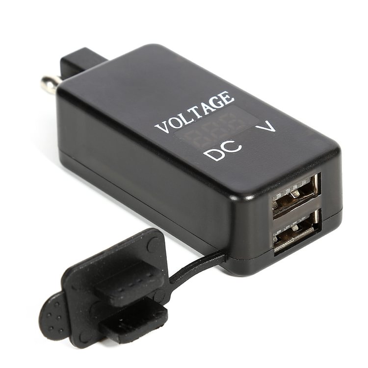 Motorcycle 4.2A Dual USB Charger Kit SAE to USB Adapter with Voltmeter