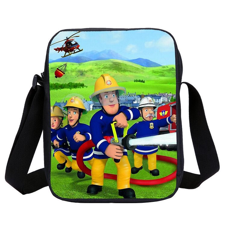 Mayoulove Fireman Sam Cartoon Kids Backpack Large Capacity 3D Printed Kids School Backpack Cool Bookbag 4PCS-Mayoulove