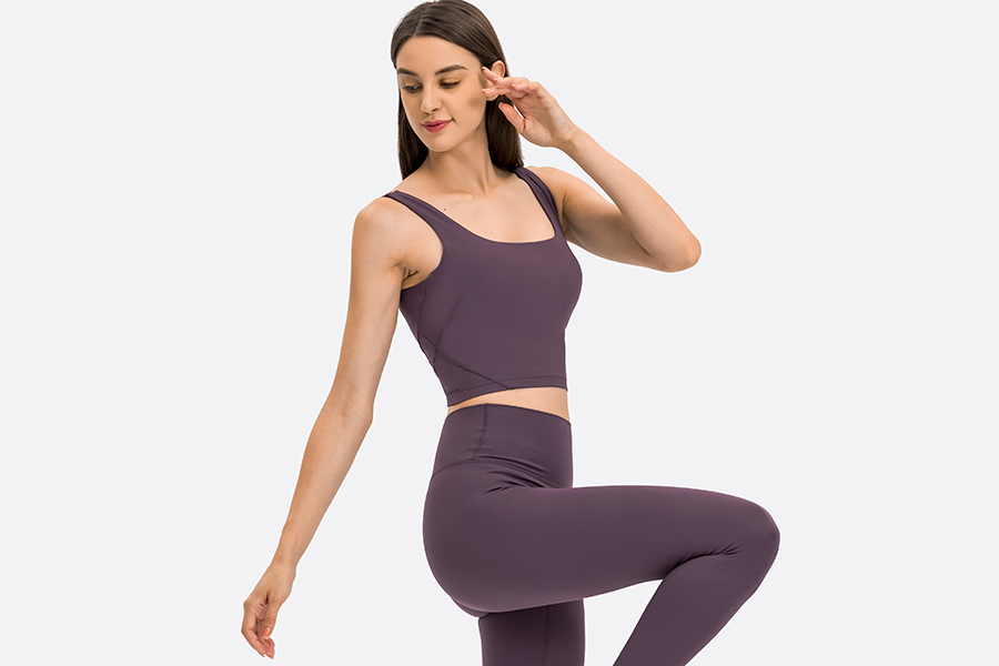 Hergymclothing purple running vest and purple running leggings