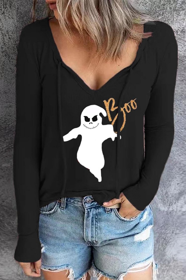 Women's Pullovers Ghost Print Pullover-Mayoulove