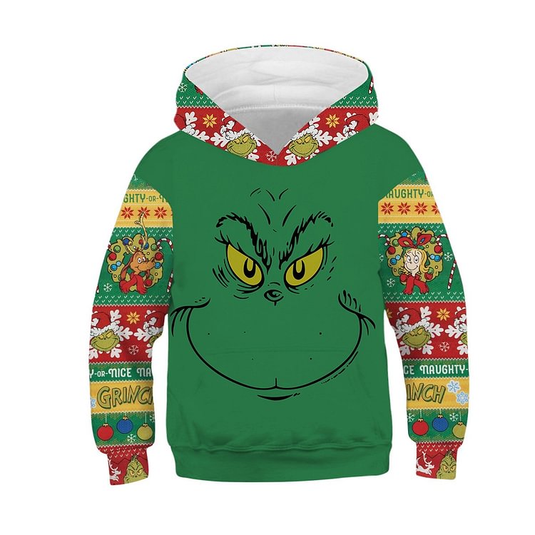 Mayoulove Kids cool Grinch Christmas Hoodie-Mayoulove