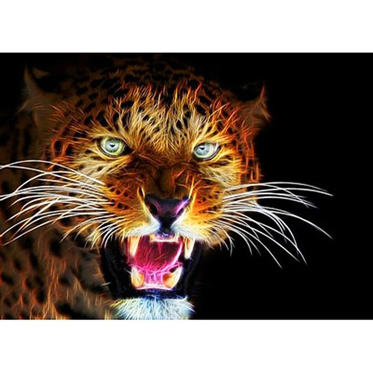Fierce Tiger - Full Round Drill Diamond Painting - 40x30cm(Canvas)
