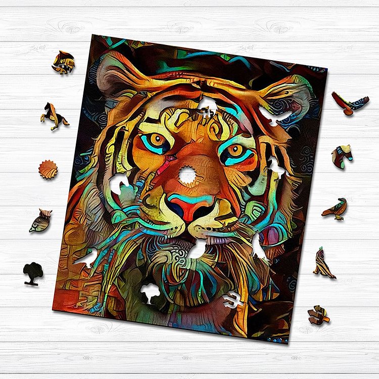 Color tiger Wooden Jigsaw Puzzle