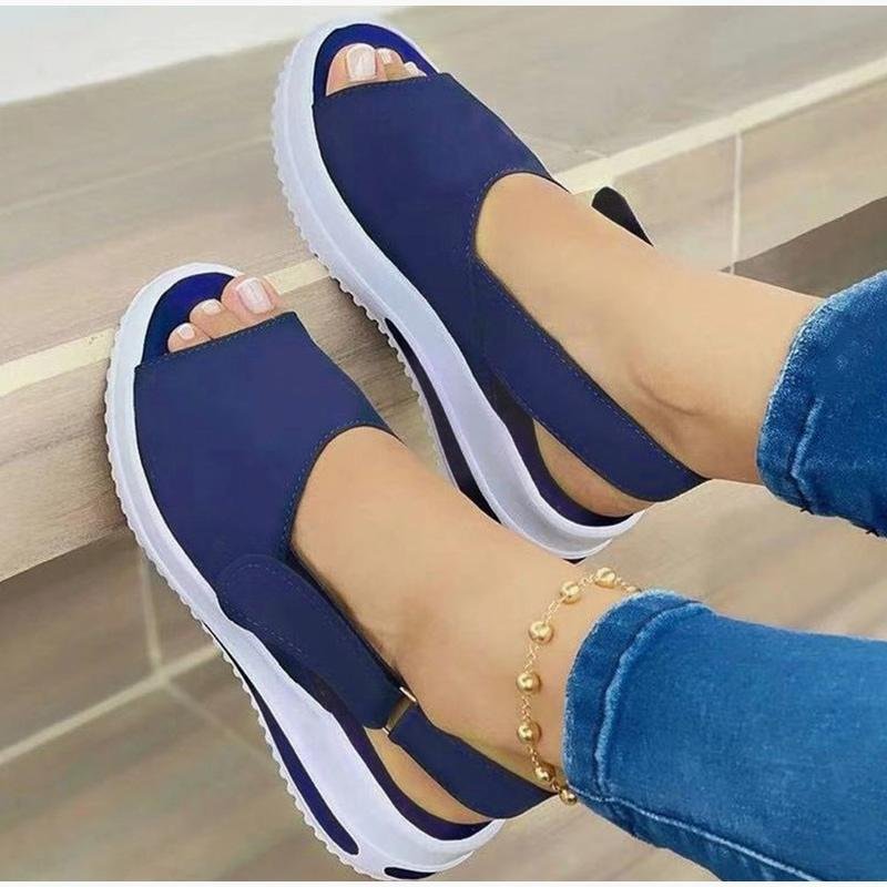 Fashion Fish Mouth Flat Heel Beach Ladies Slip On Casual Slope Sandals