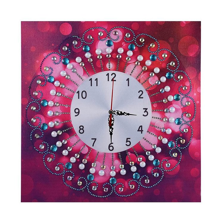 Red Flower Clock Special Drill Diamond Painting 35X35CM(Canvas) gbfke