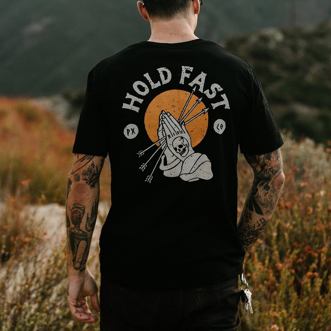 Hold fast skull print short-sleeved t-shirt - Krazyskull