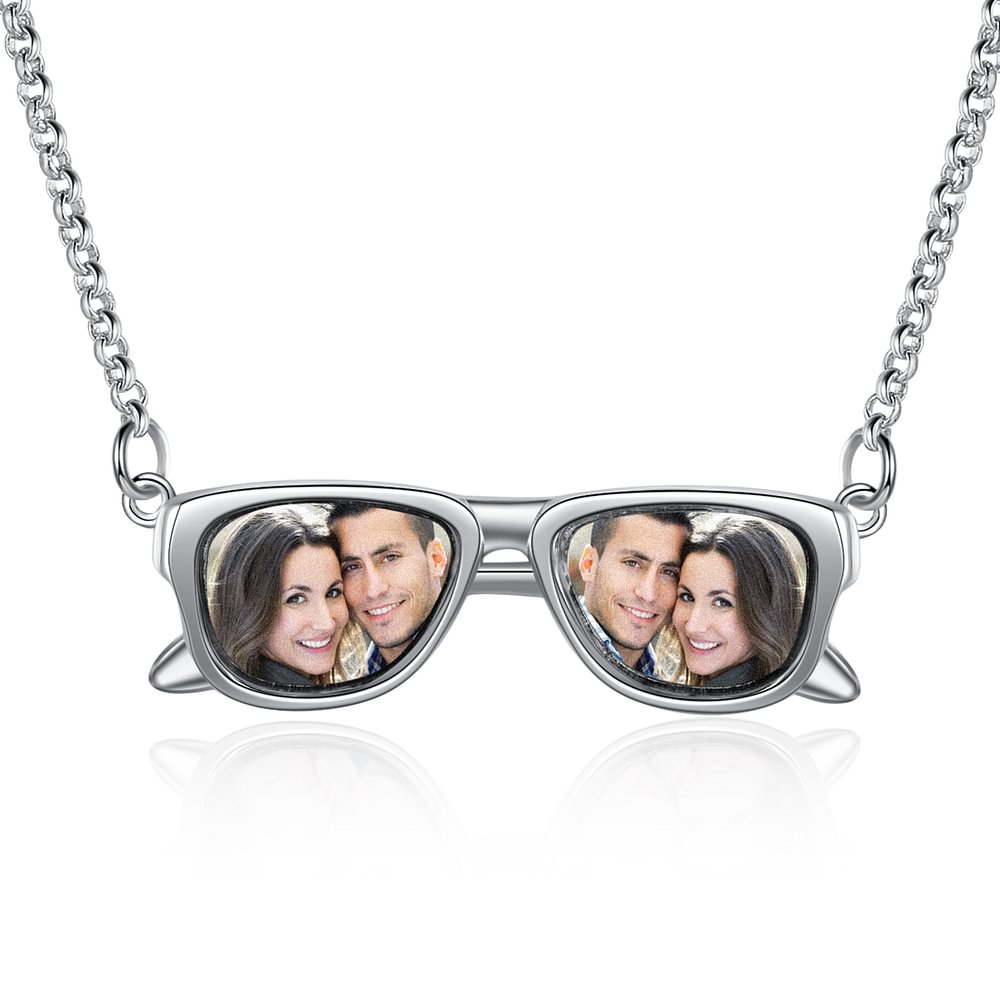 Personalisiertes Foto Halskette mit Anhänger in Brillenform m2-t2 Kettenmachen