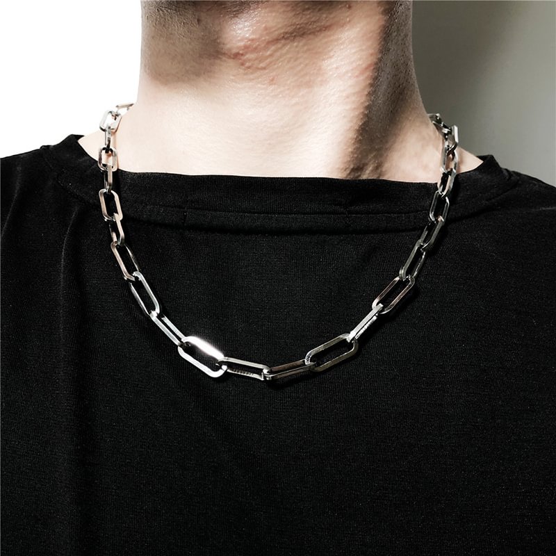 Retro Punk Style Short Thick Chain Necklace / Techwear Club / Techwear