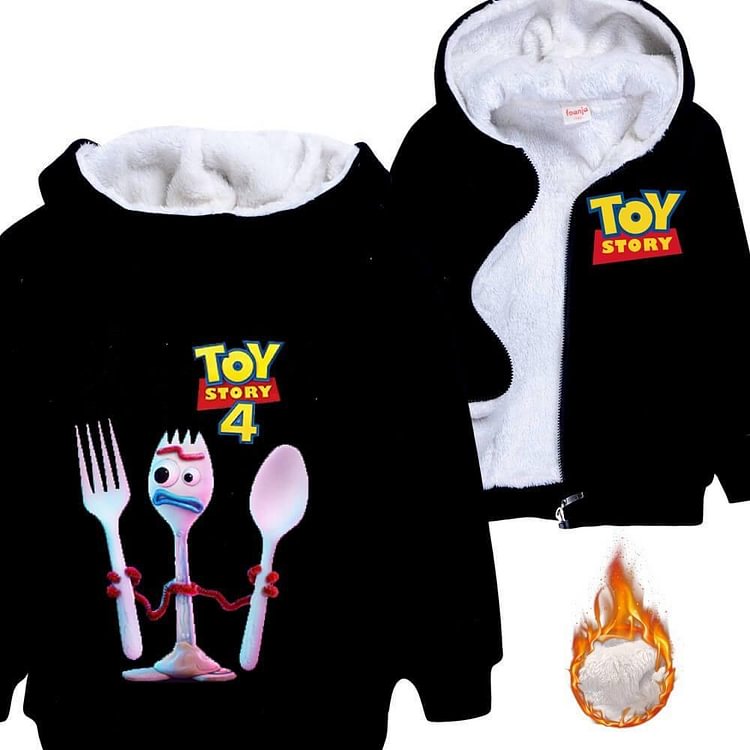 Boys Girls Toy Story 4 Forky Kids Fleece Lined Zip Up Cotton Hoodie-Mayoulove