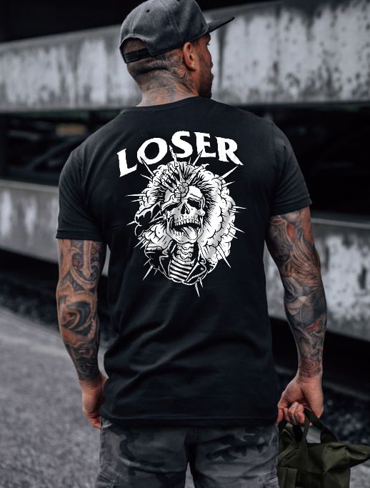 Loser Skull Printed Men's Cozy T-shirt - Krazyskull