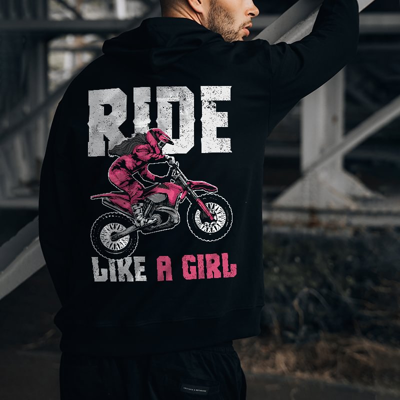 UPRANDY Ride Like A Girl Printed Casual Men's Hoodie -  UPRANDY