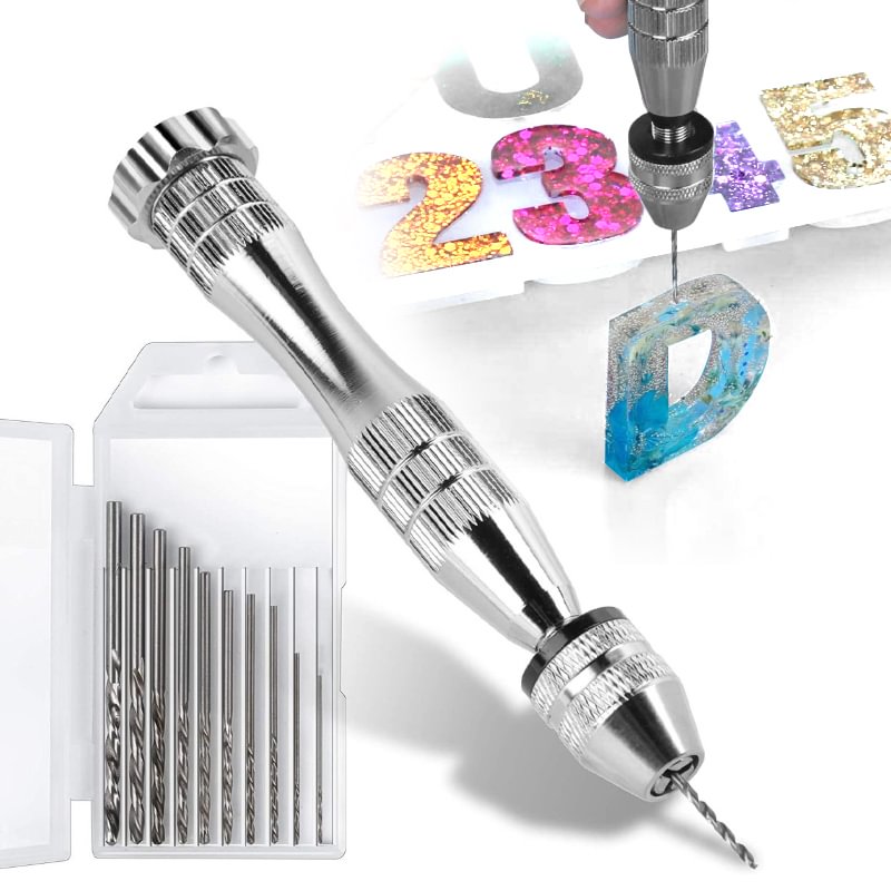 Pin Vise for Resin Casting Molds with 10 PCS Drill Bits (0.8-3 mm)