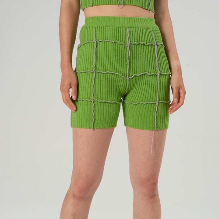 Green Knitted Rib Cycling Shorts - CODLINS - Codlins