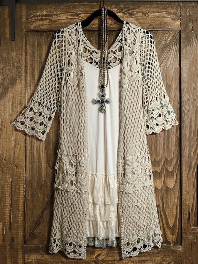 Lace Hollow See-Through Cardigan