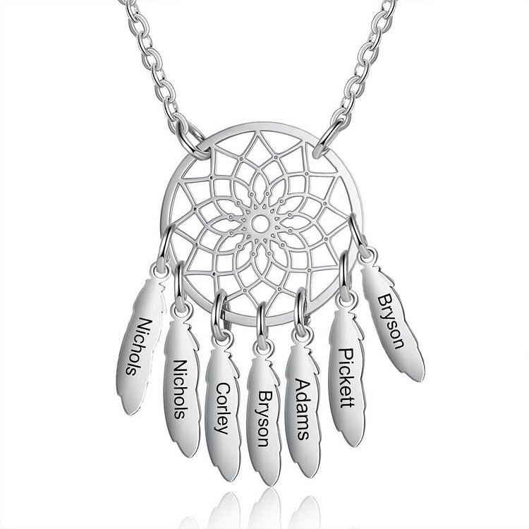 Personalized Dream Catcher Necklace With 7 Names