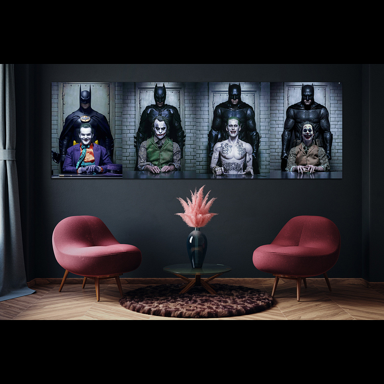 The Evolution of Batman and The Joker Canvas Wall Art