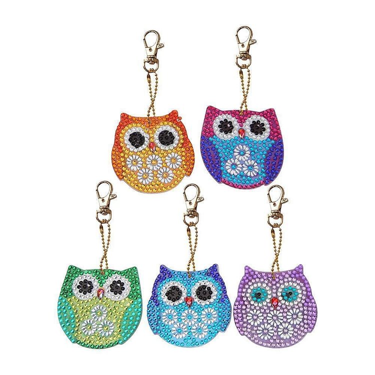 5PCS-Owl-Diamond Keychain