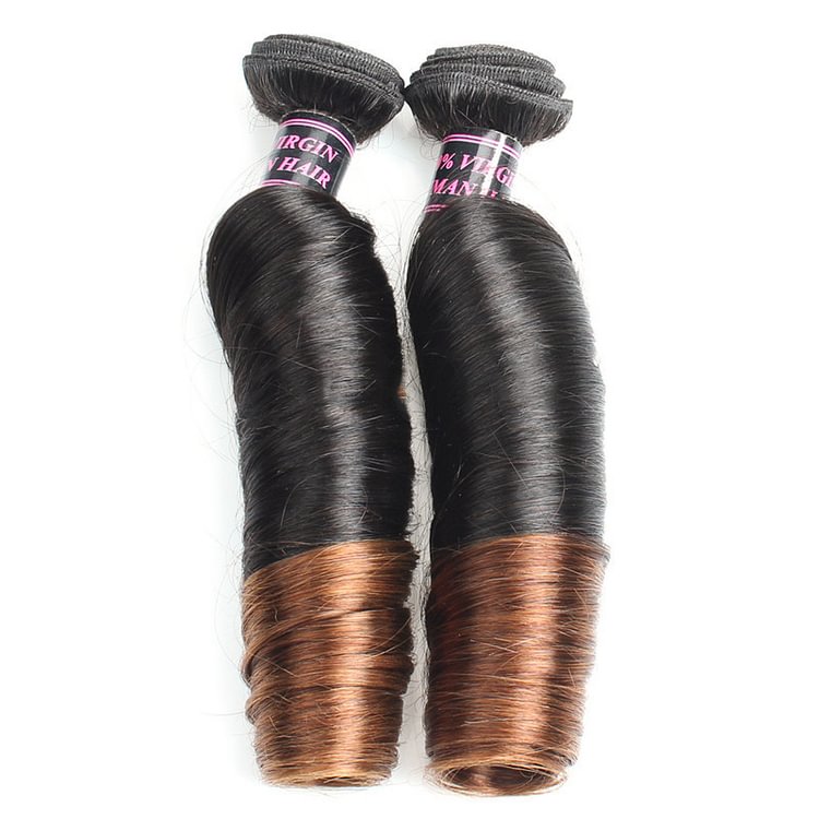 1 PC Black And Brown Gradient Spring curly Hair Bundles丨Indian Original hair