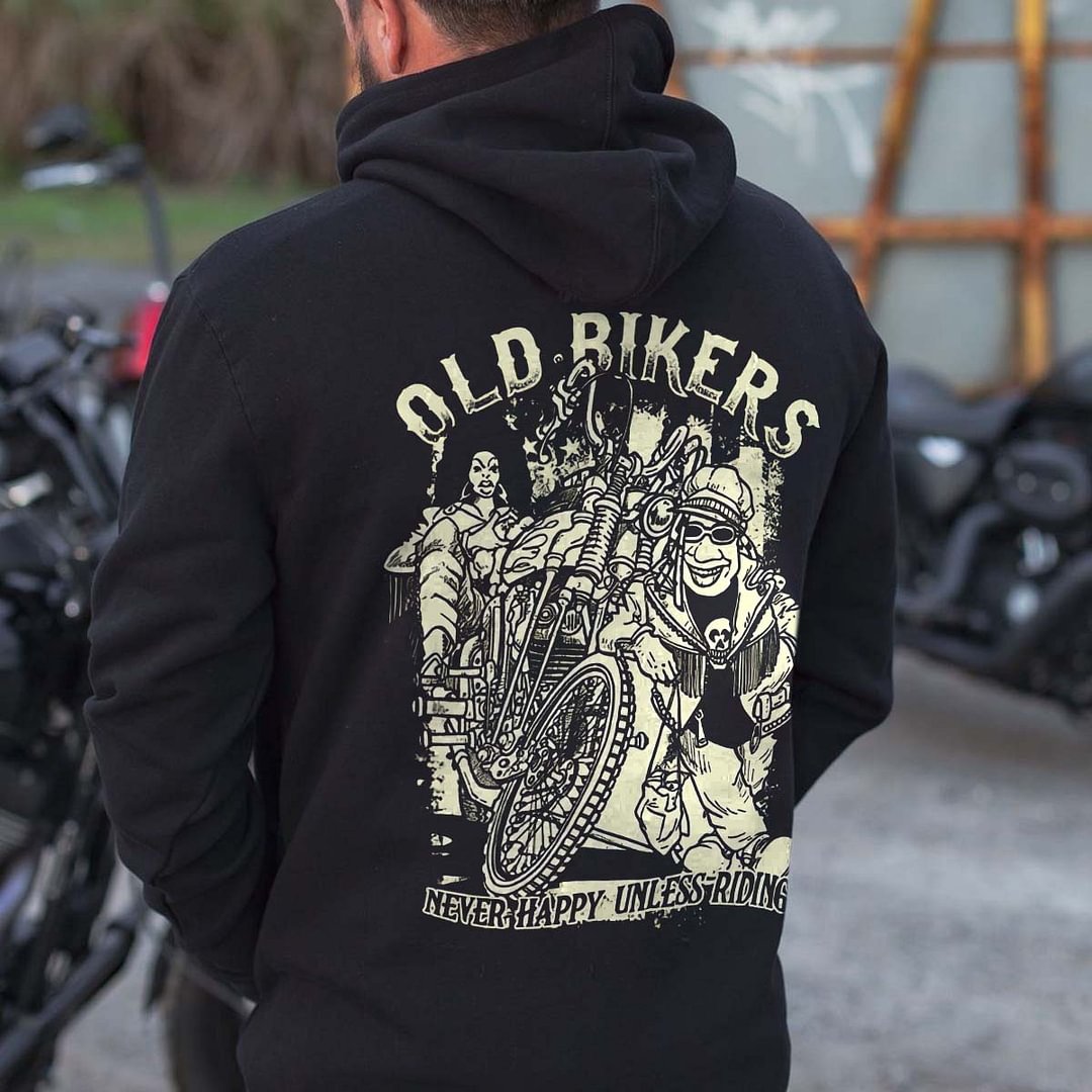 UPRANDY Old Bikers Never Happy Unless Riding Men's Hoodie -  UPRANDY