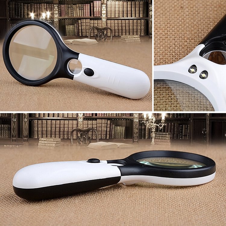3 LED Light 45X Handheld Reading Magnifying Glass Lens Jewelry Watch Loupe